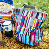 ROKA London Bantry Small Backpack - Zip-Top Recycled Canvas - Multi Stripe