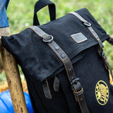 Large Waxed Canvas Laptop Backpack - Black