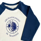 Baby Long Sleeved T-Shirt - Time Team 'Archaeologist in Training' - Navy/White