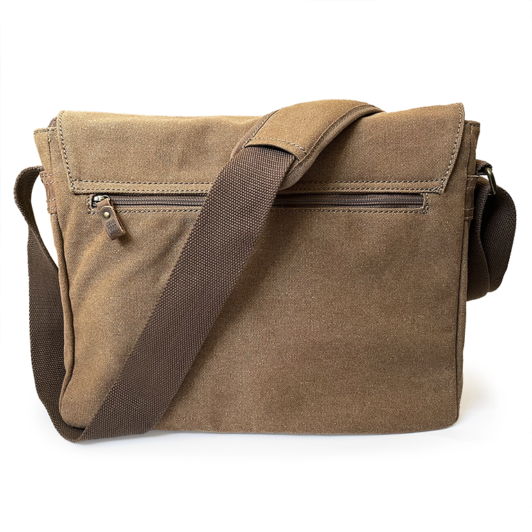 Canvas Messenger Laptop Bag Brown Time Team