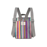 ROKA London Bantry Small Backpack - Zip-Top Recycled Canvas - Multi Stripe