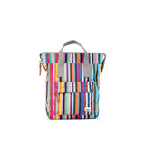 ROKA London Bantry Small Backpack - Zip-Top Recycled Canvas - Multi Stripe