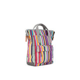ROKA London Bantry Small Backpack - Zip-Top Recycled Canvas - Multi Stripe