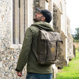 Large Waxed Canvas Laptop Backpack - Olive