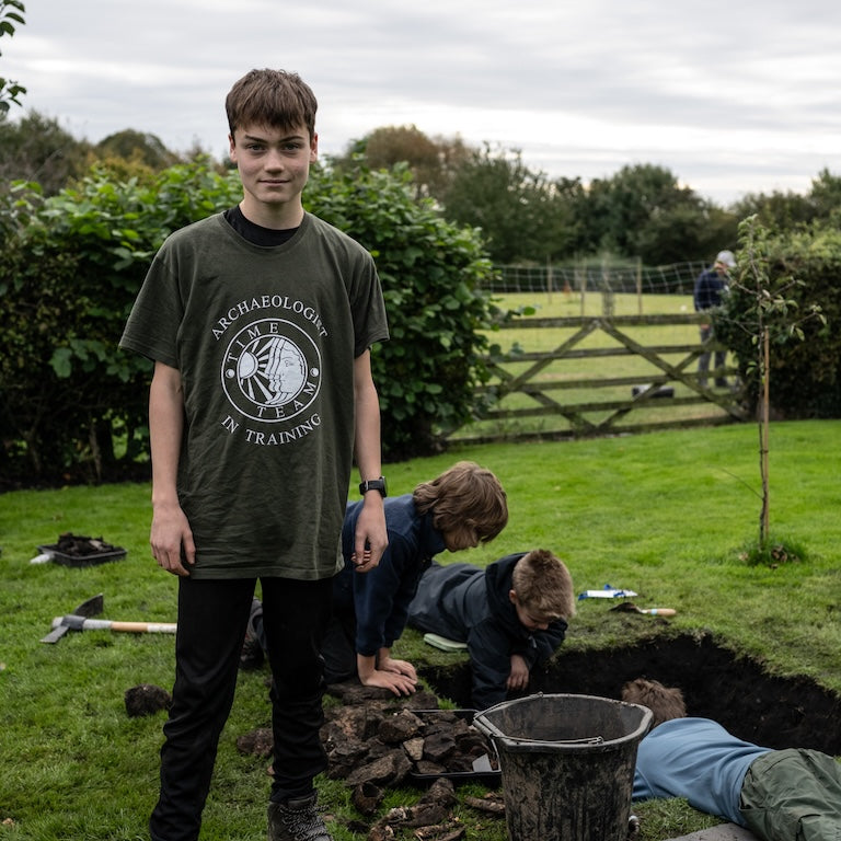 Time Team 'Archaeologist-in-Training' T-Shirt - Olive