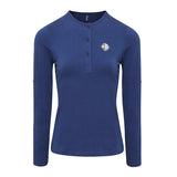 Women's Time Team Long Sleeved Henley Top - Indigo Blue