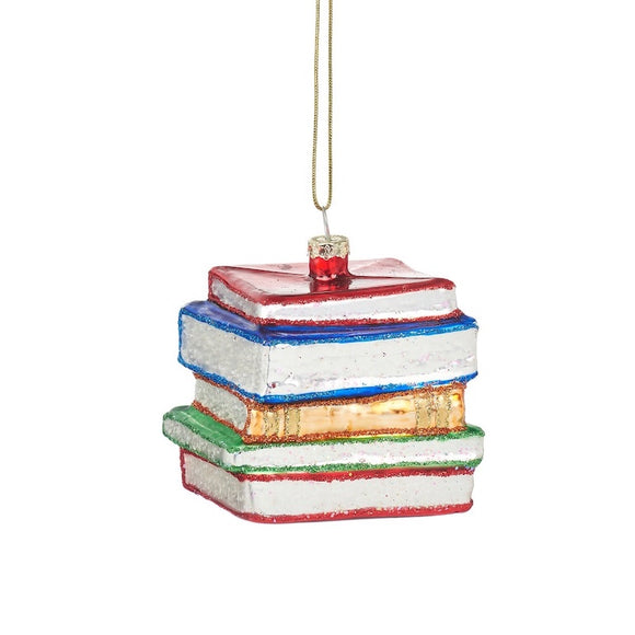 Stack of Books Shaped Glass Decoration