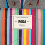 ROKA London Canfield Medium Backpack - Roll-Top Canvas - Multi Stripe