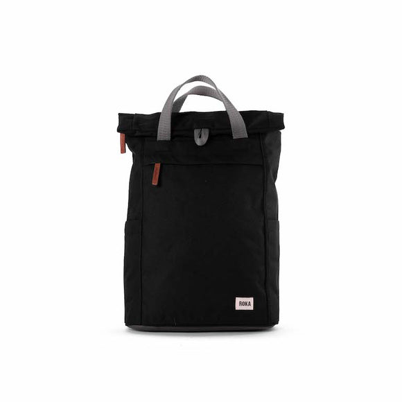 ROKA London Finchley Backpack - Roll-Top Recycled Canvas - Ash