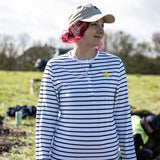 Women's Time Team Long Sleeved Stripe Henley Top - White & Navy