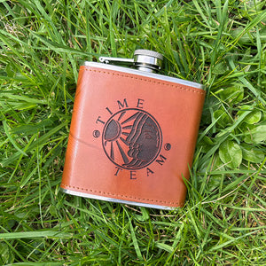 Time Team Leather Hip Flask