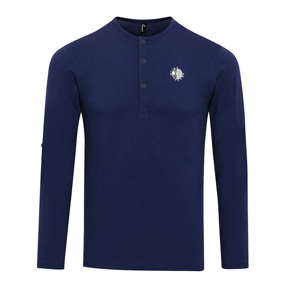 Time Team Long Sleeved Henley Top - Indigo Blue