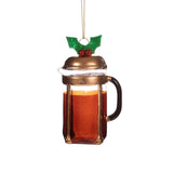 Christmas Cafetière Shaped Glass Bauble