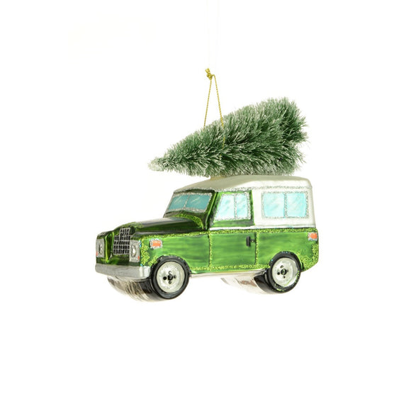 Glass Land Rover Christmas Decoration