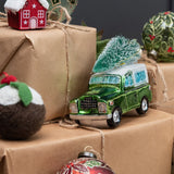 Glass Land Rover Christmas Decoration