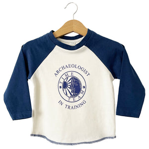 Baby Long Sleeved T-Shirt - Time Team 'Archaeologist in Training' - Navy/White