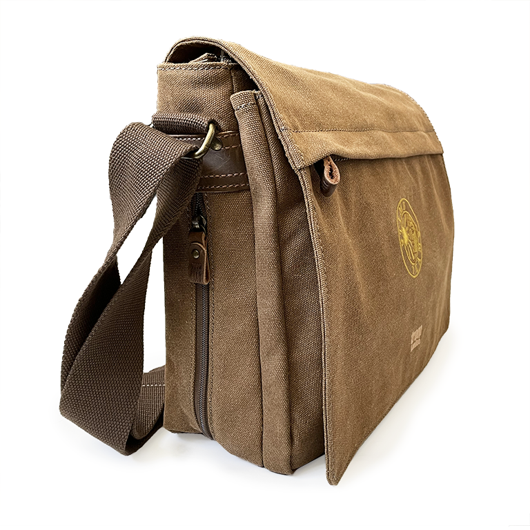 Canvas Messenger Laptop Bag Brown Time Team