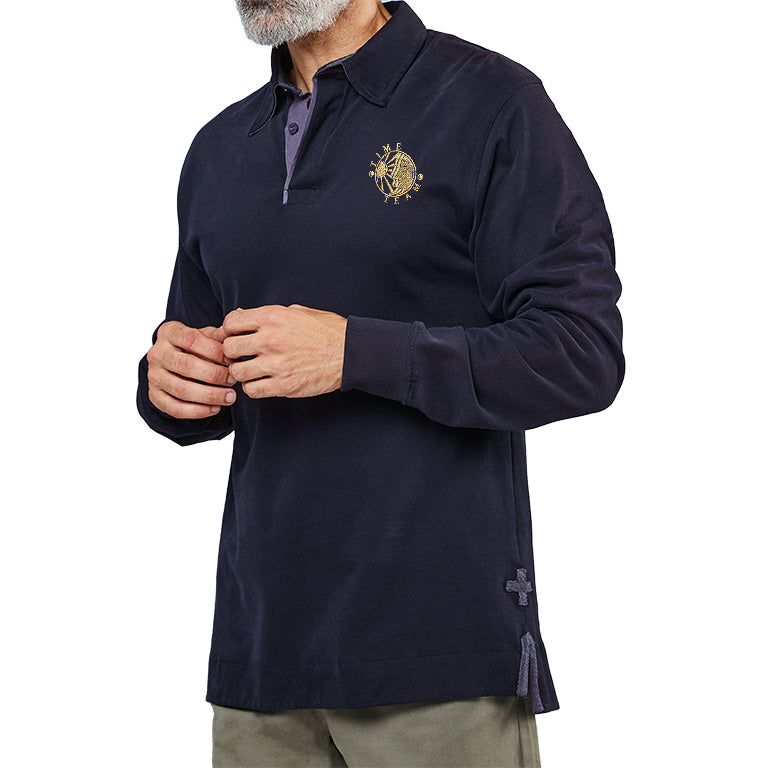 Time Team Original Gold Long Sleeved Rugby Shirt Navy
