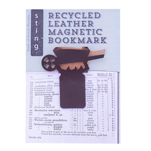 Recycled Leather Bookmark - Wheelbarrow